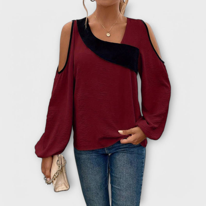 Scarlett - Blus med fyrkantig halsringning