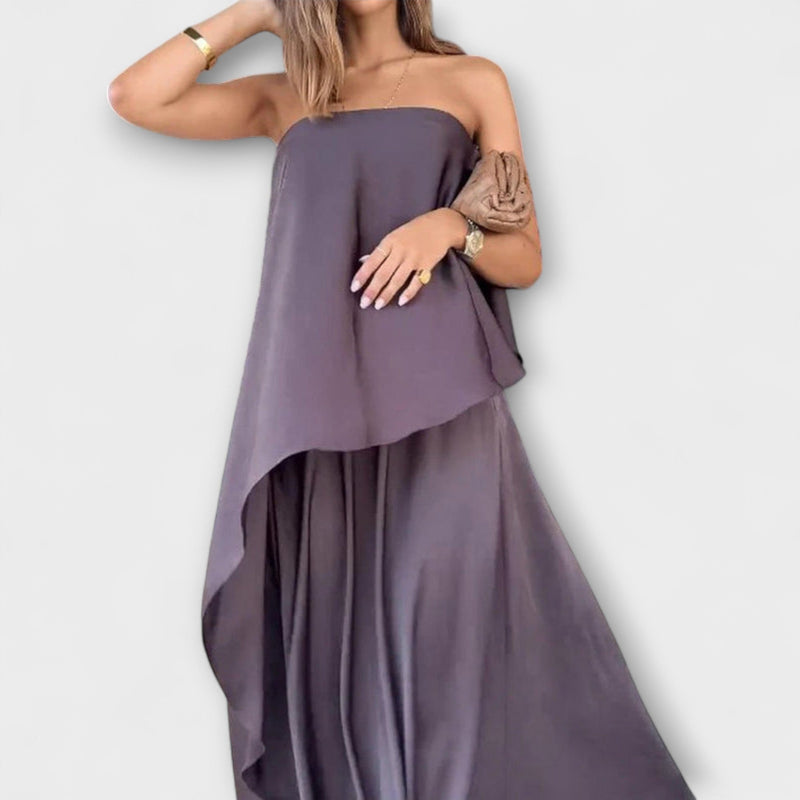 Ruby - Snygg ärmlös bandeau-top och kjol