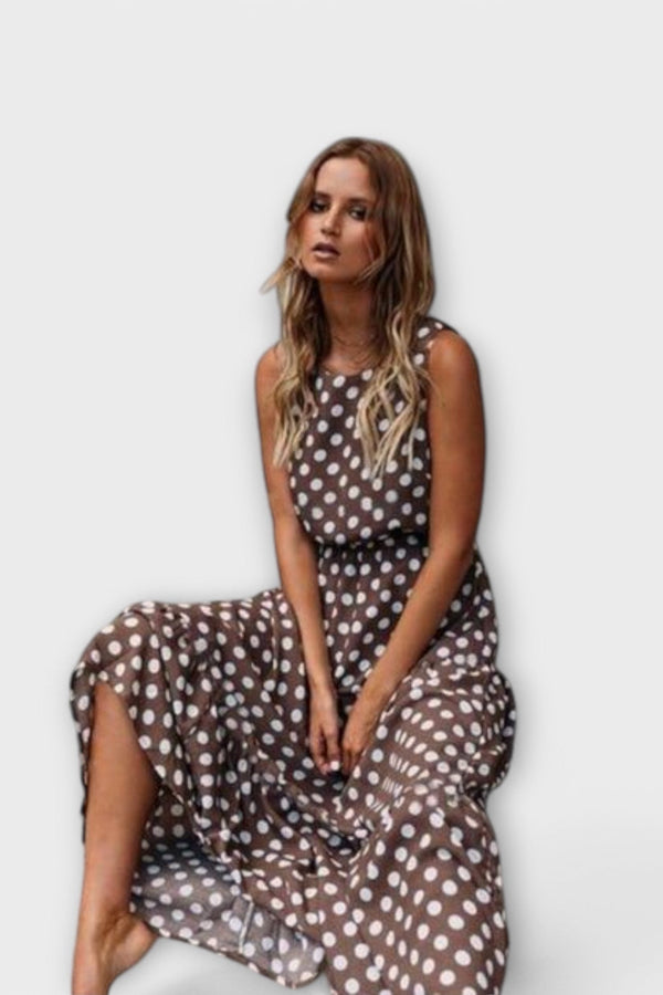 Danae - Boho-Midiklänning med prickar