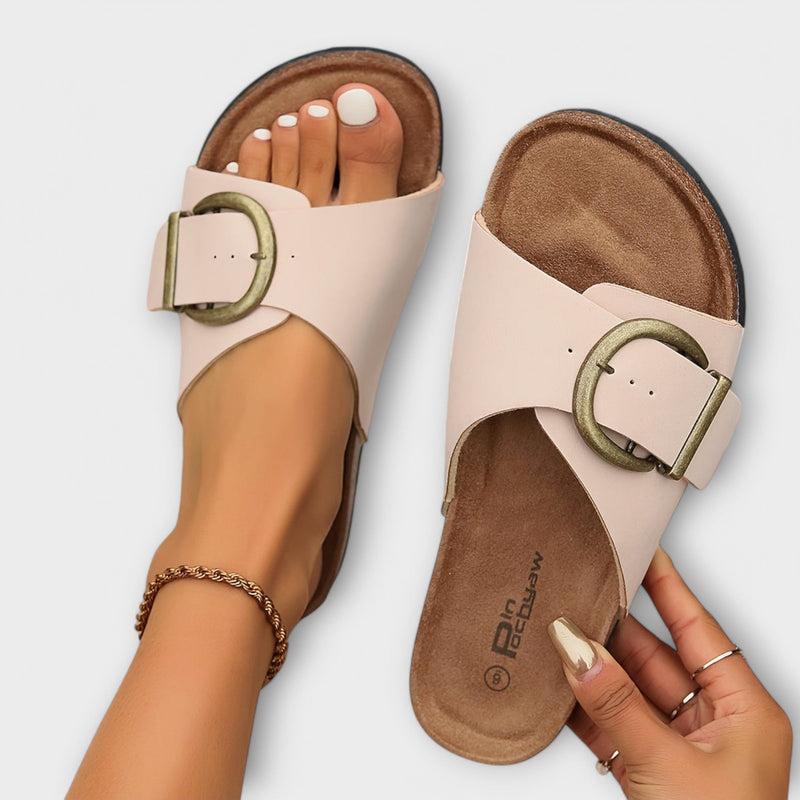 Margie - Dam Kork Sandaler med Spännband Design