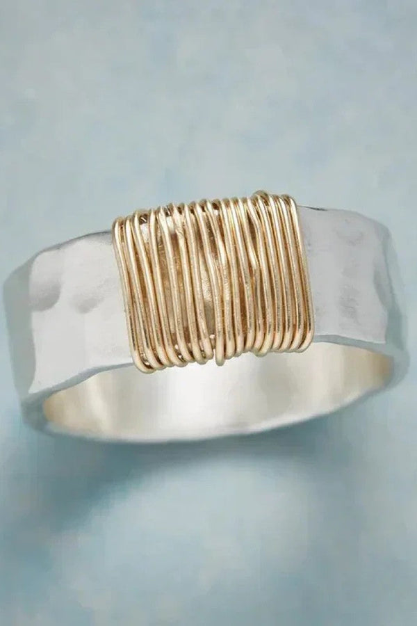 Vintage silverring med gyllene trådar