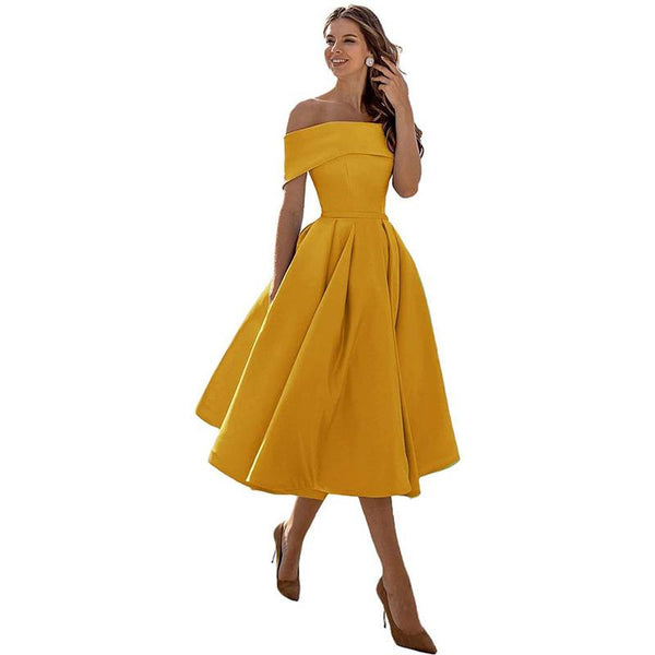 Romy - Snygg Off-the-Shoulder Draperat Maxiklänning