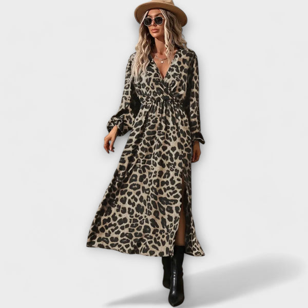 Natalie - Stilig klänning med leopardmönster
