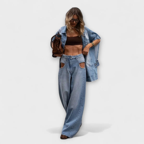 Blair - Löst skuren ärmlös denim-set