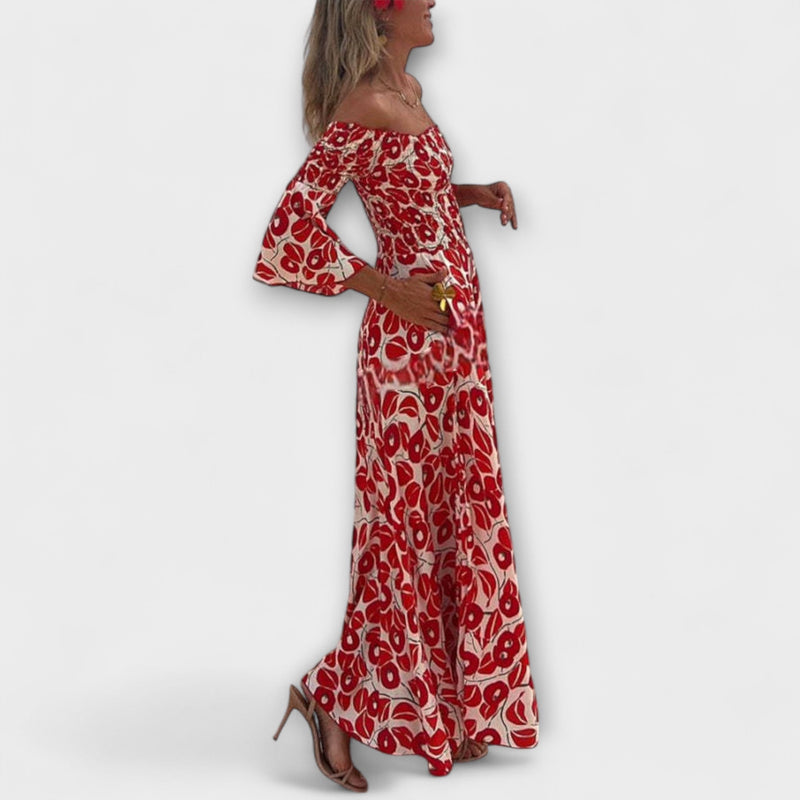 Sienna - Semesteranpassad off-shoulder maxiklänning