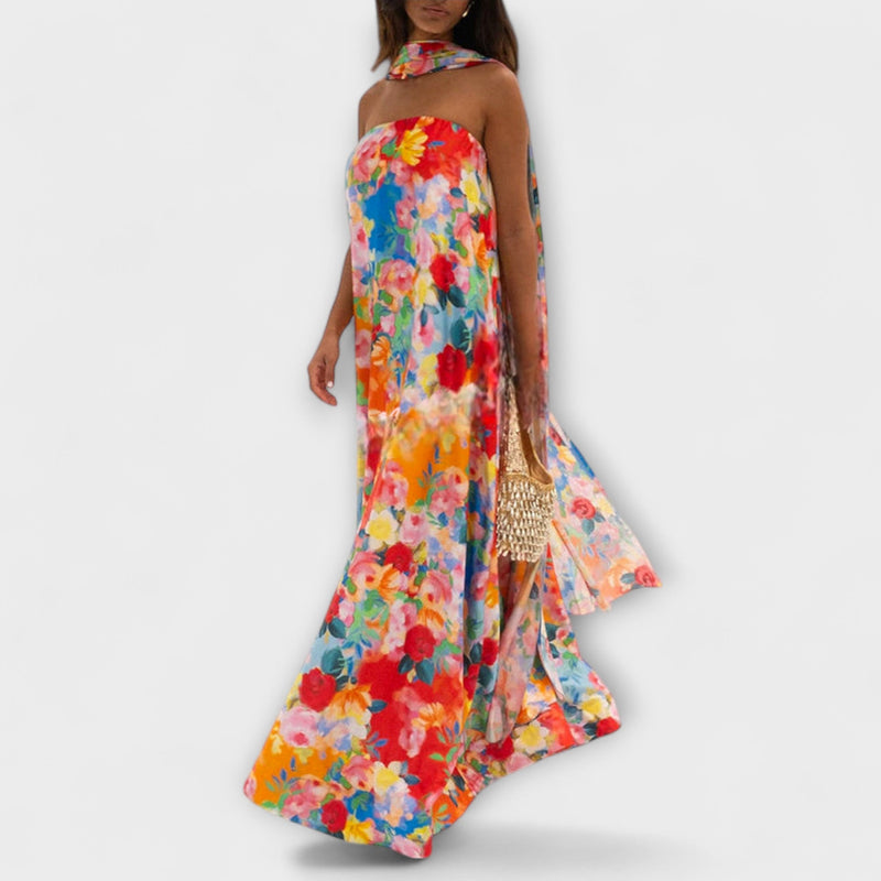 Harlow - Off-Shoulder Blommig Maxi-Klänning