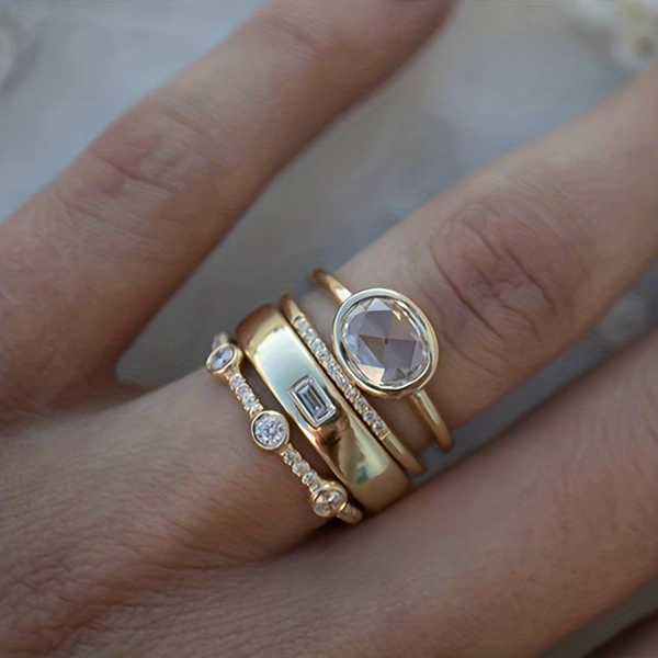 Vintage Guld- & Zirkonia-Ringset