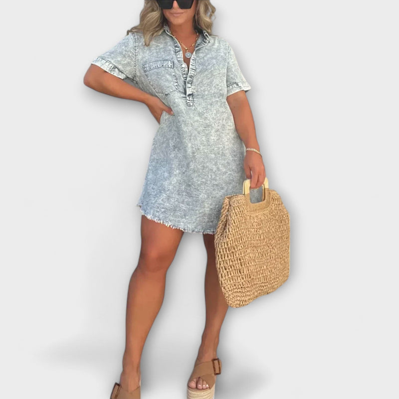 Vera - Avslappnad Denim Klänning