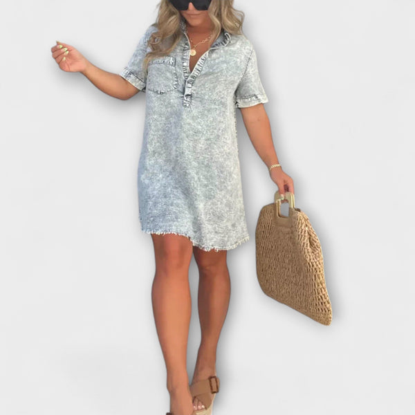 Vera - Avslappnad Denim Klänning