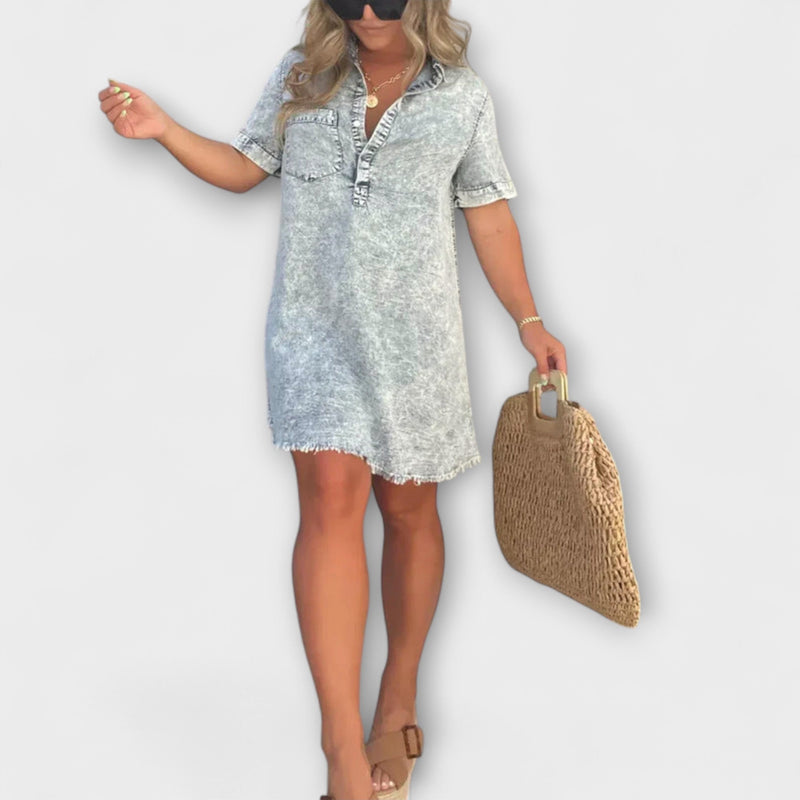 Vera - Avslappnad Denim Klänning