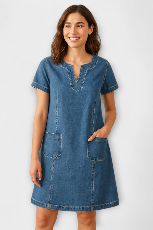 Mathea - Mjukt Denimklänning