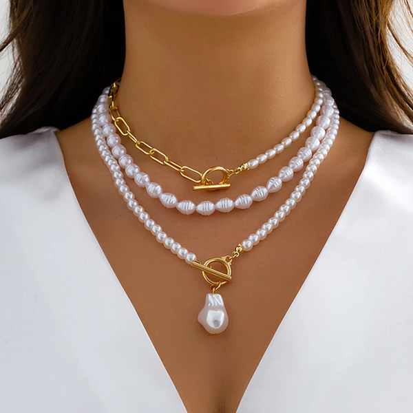 Vintage-pärlhalsband i flerskiktsdesign