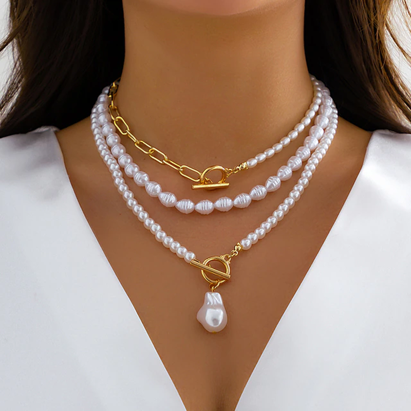 Vintage-pärlhalsband i flerskiktsdesign