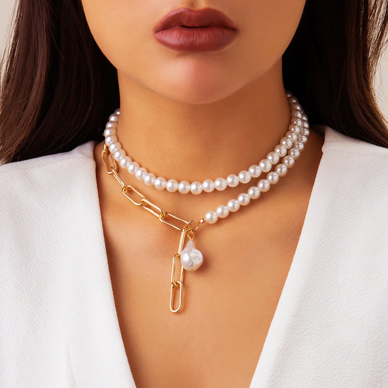 Vintage-pärlhalsband i flerskiktsdesign