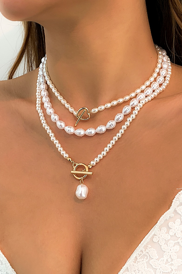 Vintage-pärlhalsband i flerskiktsdesign