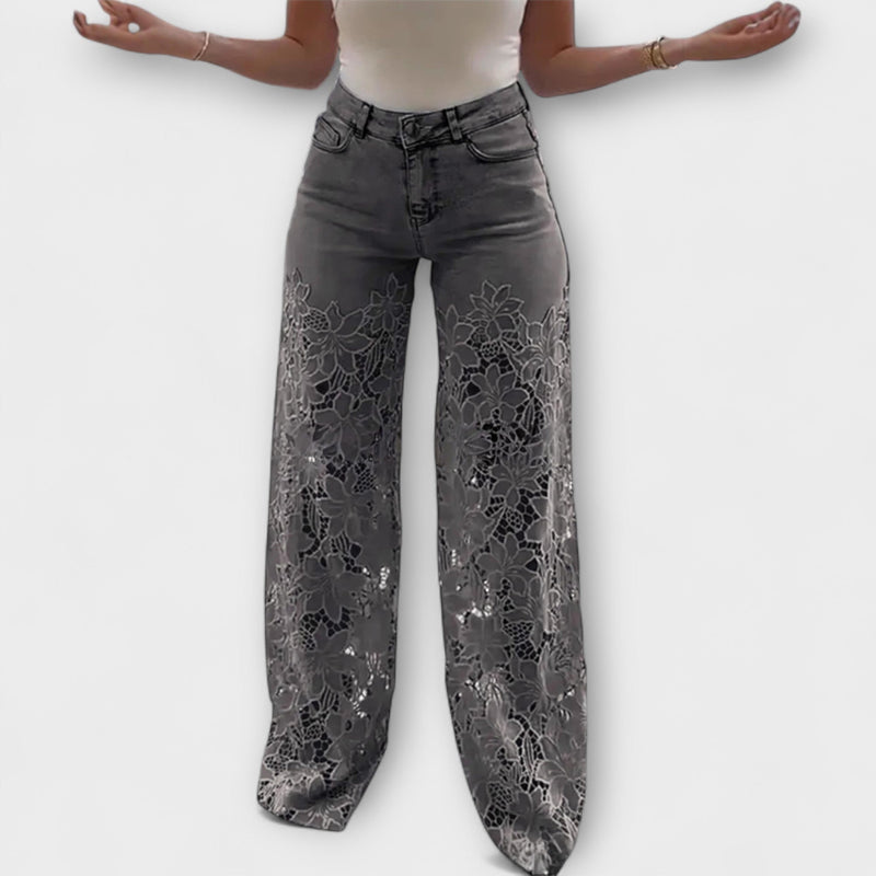 Trendig spets-patchwork-jeans
