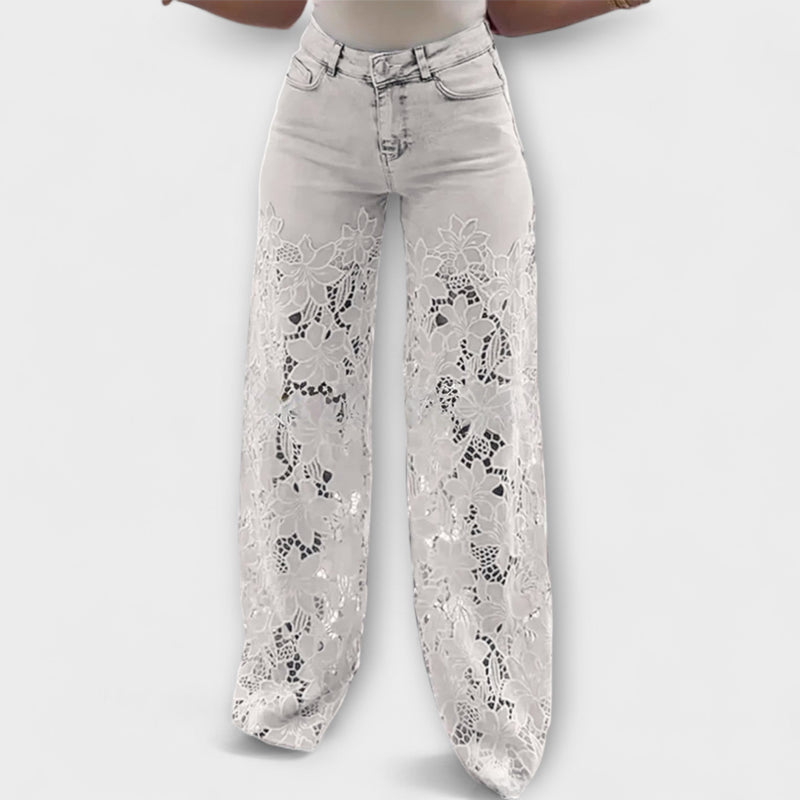 Trendig spets-patchwork-jeans