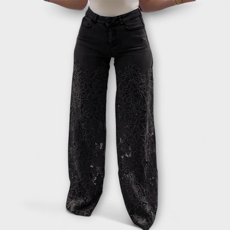 Trendig spets-patchwork-jeans